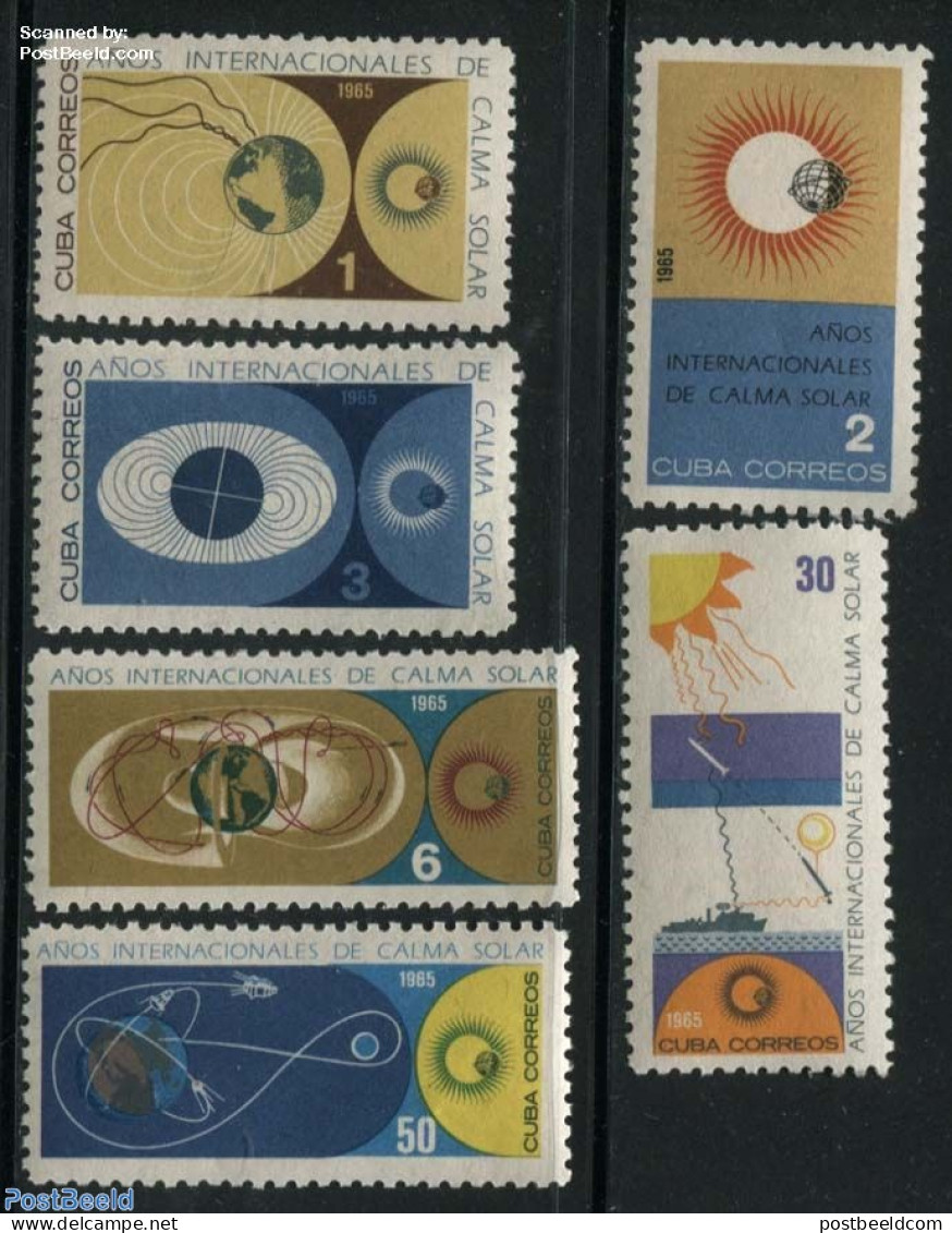 Cuba 1965 Quiet Sun Year 6v, Mint NH, Science - Transport - Astronomy - Space Exploration - Ungebraucht