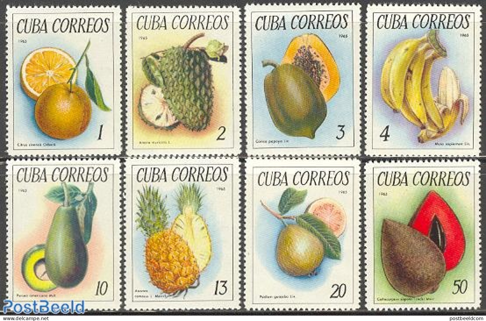 Cuba 1965 Tropical Fruit 8v, Mint NH, Health - Nature - Food & Drink - Fruit - Ungebraucht