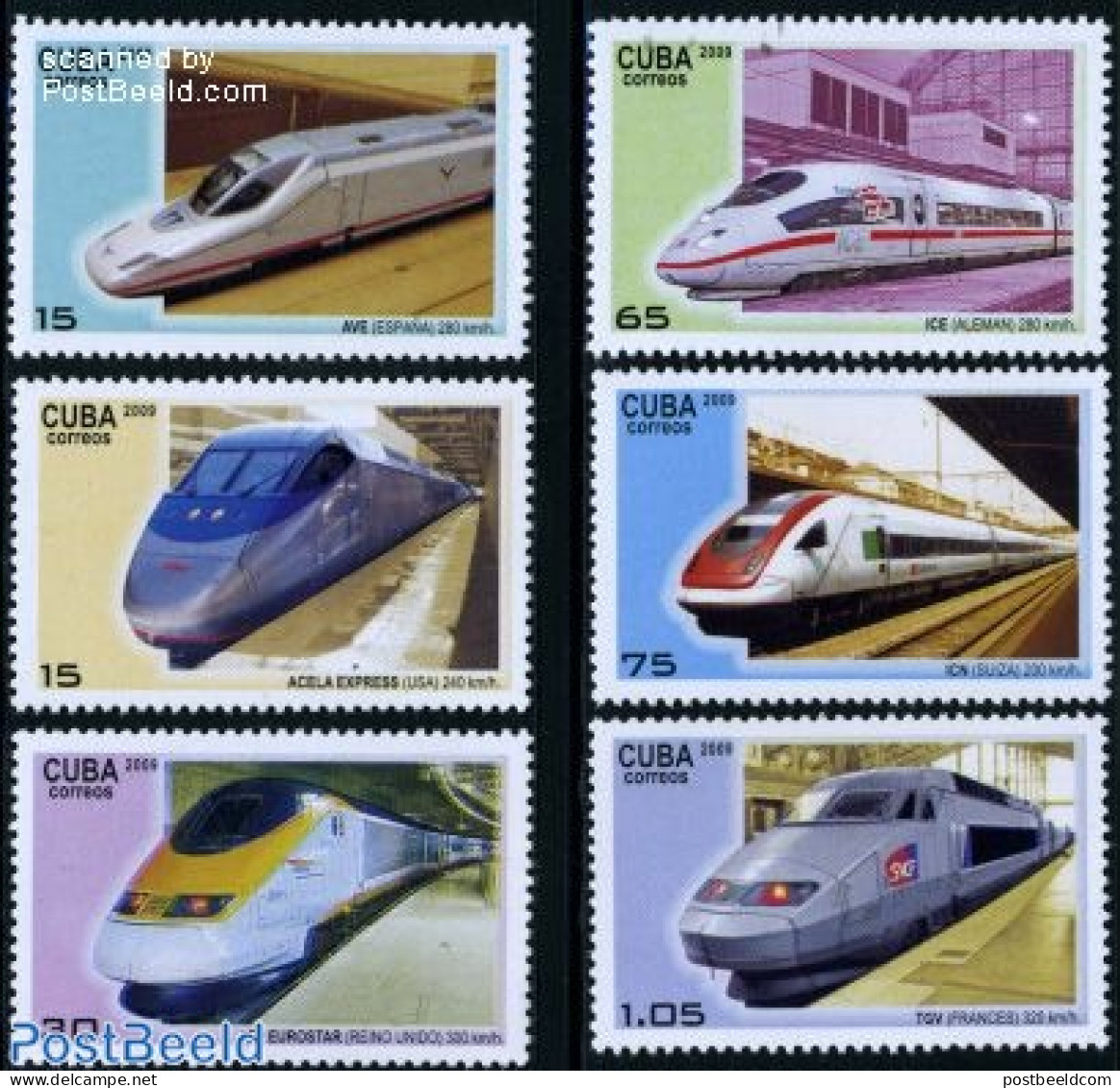 Cuba 2009 High Speed Railways 6v, Mint NH, Transport - Railways - Ongebruikt