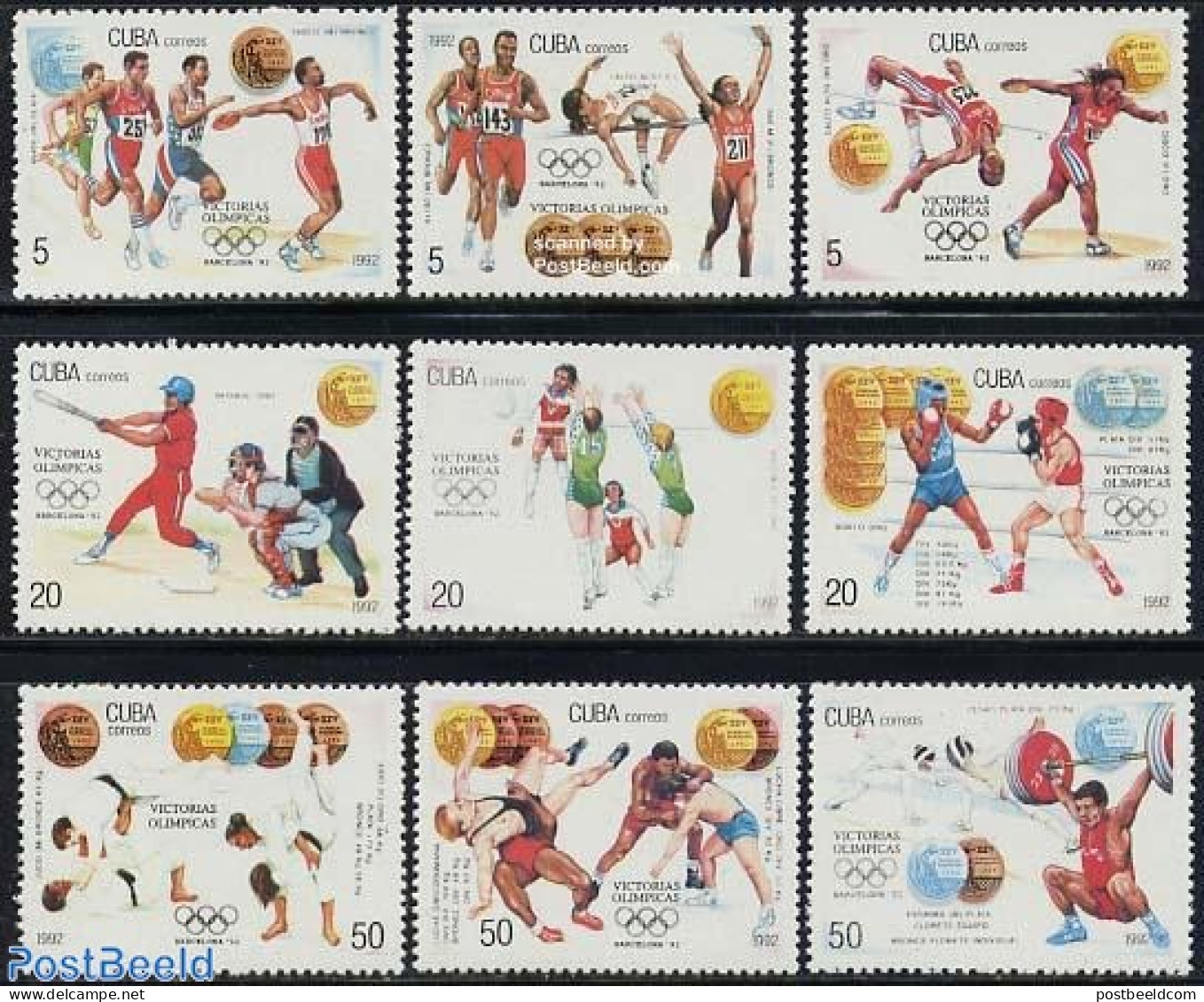 Cuba 1992 Olympic Games 9v, Mint NH, Sport - Athletics - Baseball - Boxing - Fencing - Judo - Olympic Games - Volleyba.. - Ongebruikt