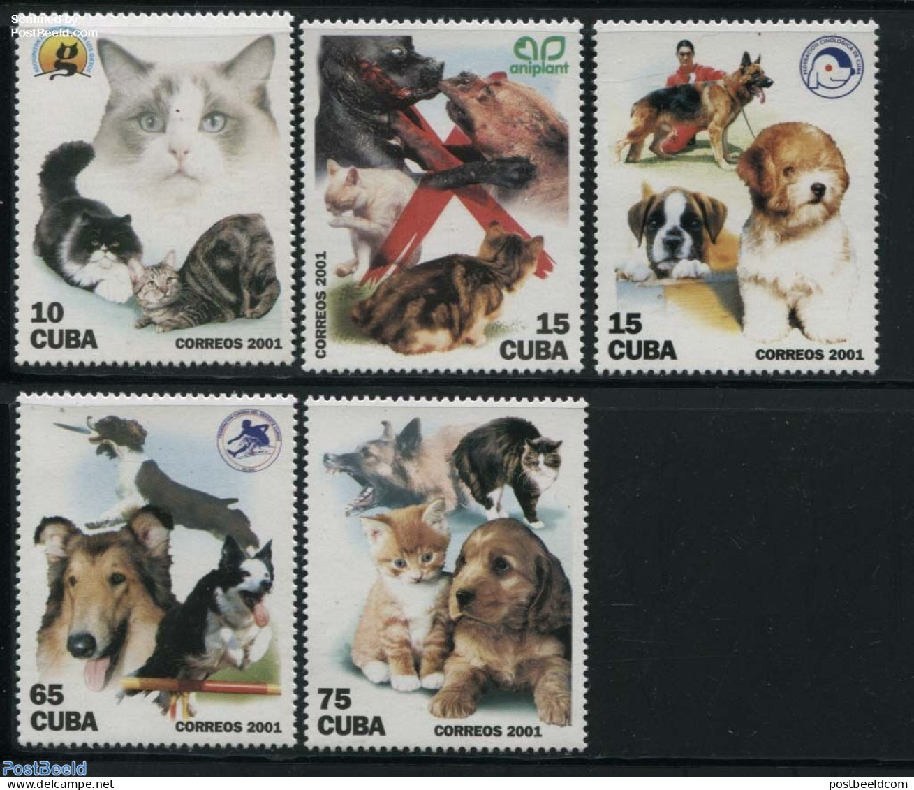 Cuba 2001 Cats & Dogs 5v, Mint NH, Nature - Cats - Dogs - Ungebraucht