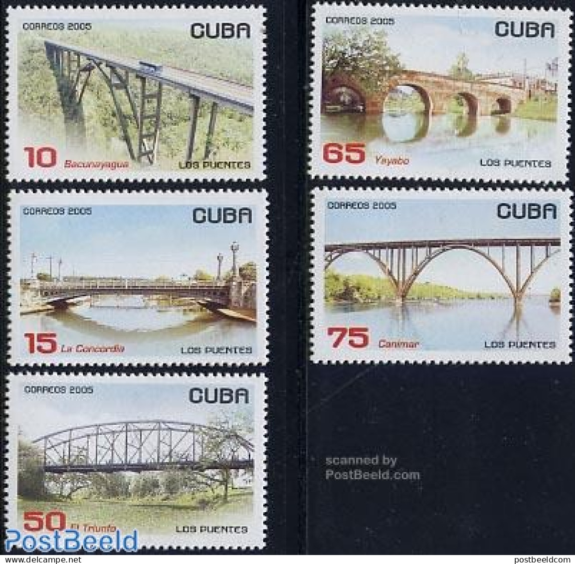 Cuba 2005 Bridges 5v, Mint NH, Transport - Automobiles - Ships And Boats - Art - Bridges And Tunnels - Nuevos