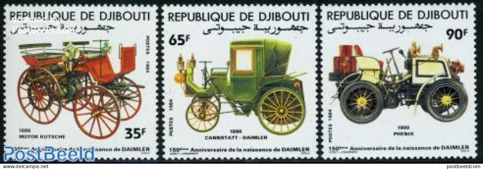 Djibouti 1984 G. Daimler 3v, Mint NH, Transport - Automobiles - Voitures