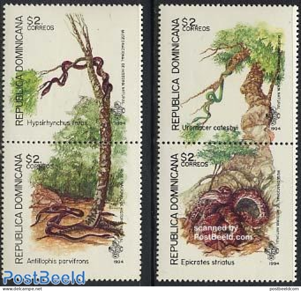 Dominican Republic 1994 Nature Museum 2x2v [:], Mint NH, Nature - Animals (others & Mixed) - Reptiles - Snakes - Art -.. - Musei
