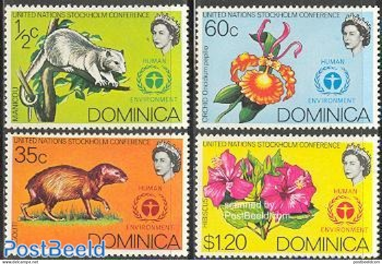 Dominica 1972 Environment Conferation 4v, Mint NH, Nature - Animals (others & Mixed) - Environment - Flowers & Plants .. - Protezione Dell'Ambiente & Clima