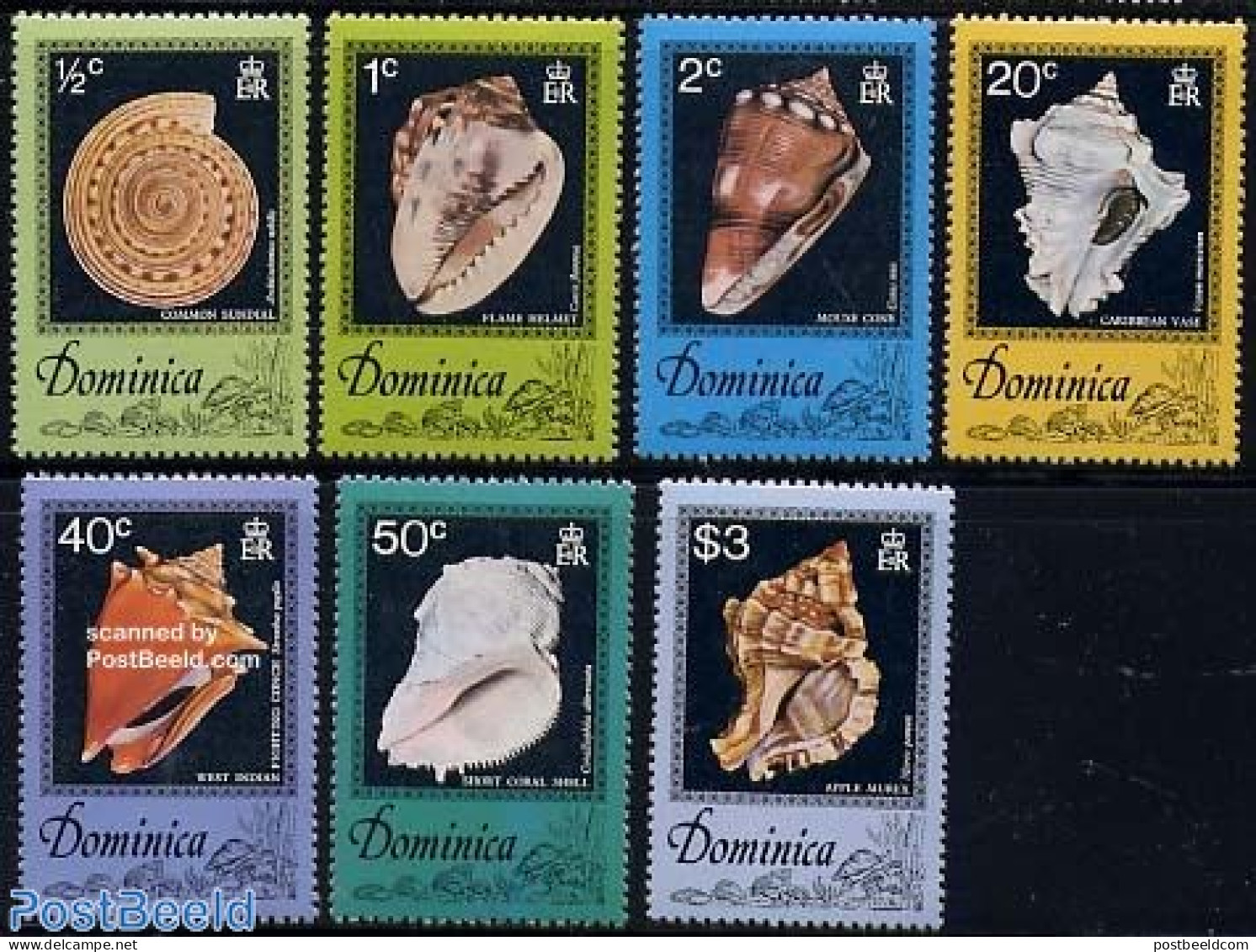 Dominica 1976 Shells 7v, Mint NH, Nature - Shells & Crustaceans - Mundo Aquatico