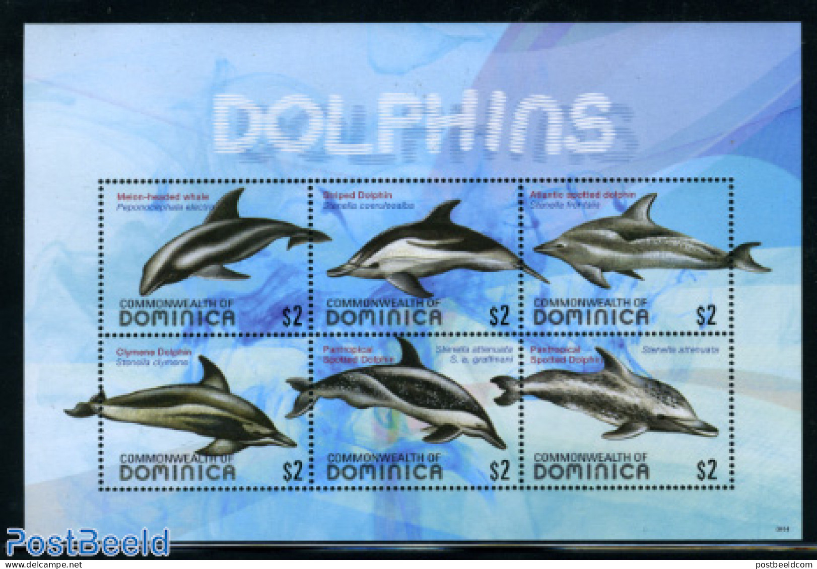 Dominica 2009 Dolphins 6v M/s, Mint NH, Nature - Sea Mammals - Dominicaanse Republiek
