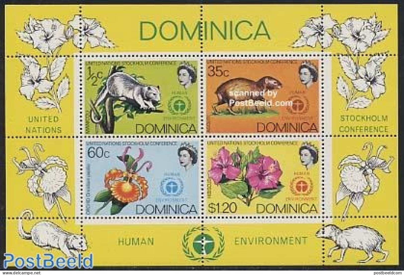 Dominica 1972 Environment Conference S/s, Mint NH, Nature - Animals (others & Mixed) - Environment - Flowers & Plants .. - Umweltschutz Und Klima