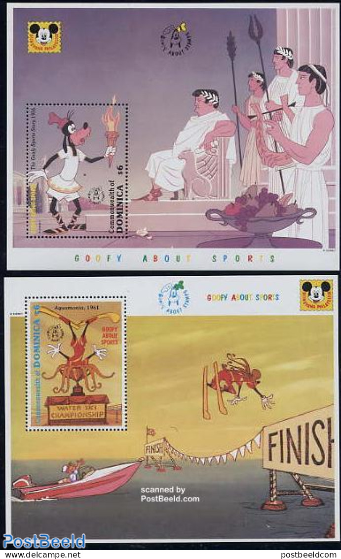 Dominica 1992 Goofy 2 S/s, Mint NH, Art - Disney - Disney