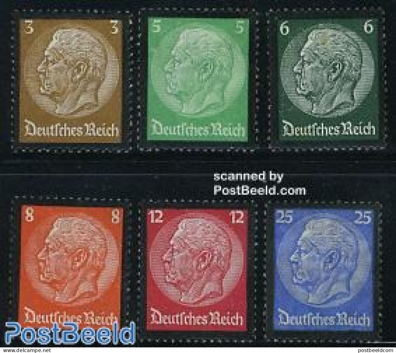 Germany, Empire 1934 Death Of Hindenburg 6v, Mint NH, History - Politicians - Unused Stamps