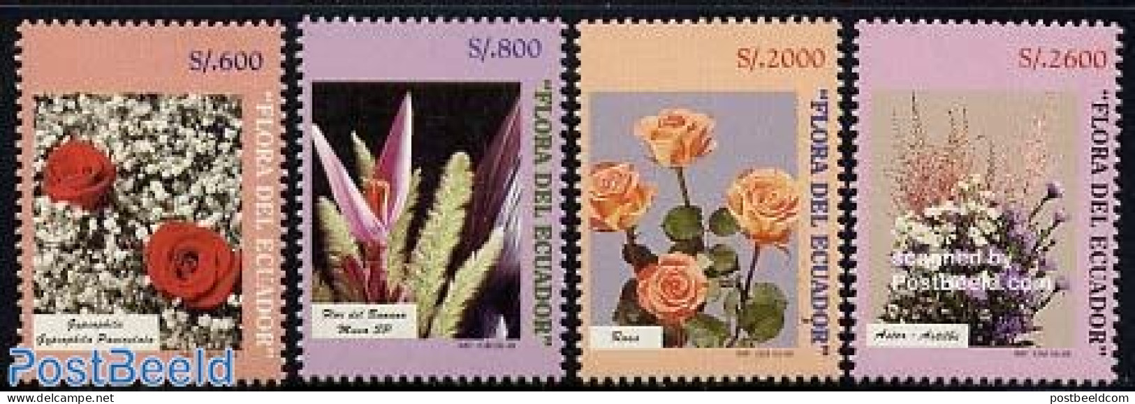 Ecuador 1998 Flower Arranging 4v, Mint NH, Nature - Flowers & Plants - Roses - Ecuador