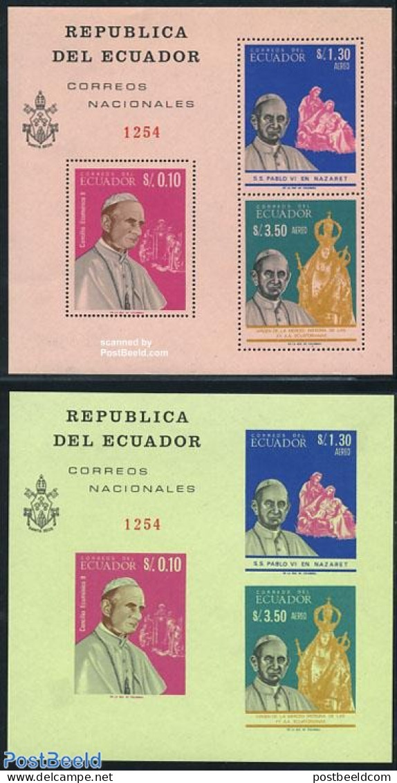 Ecuador 1966 Pope John Paul II 2 S/s, Mint NH, Religion - Pope - Religion - Papes