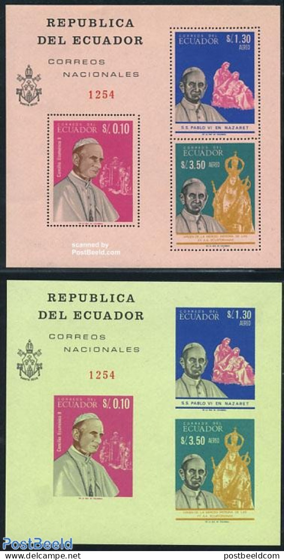 Ecuador 1966 Pope John Paul II 2 S/s, Mint NH, Religion - Pope - Religion - Päpste