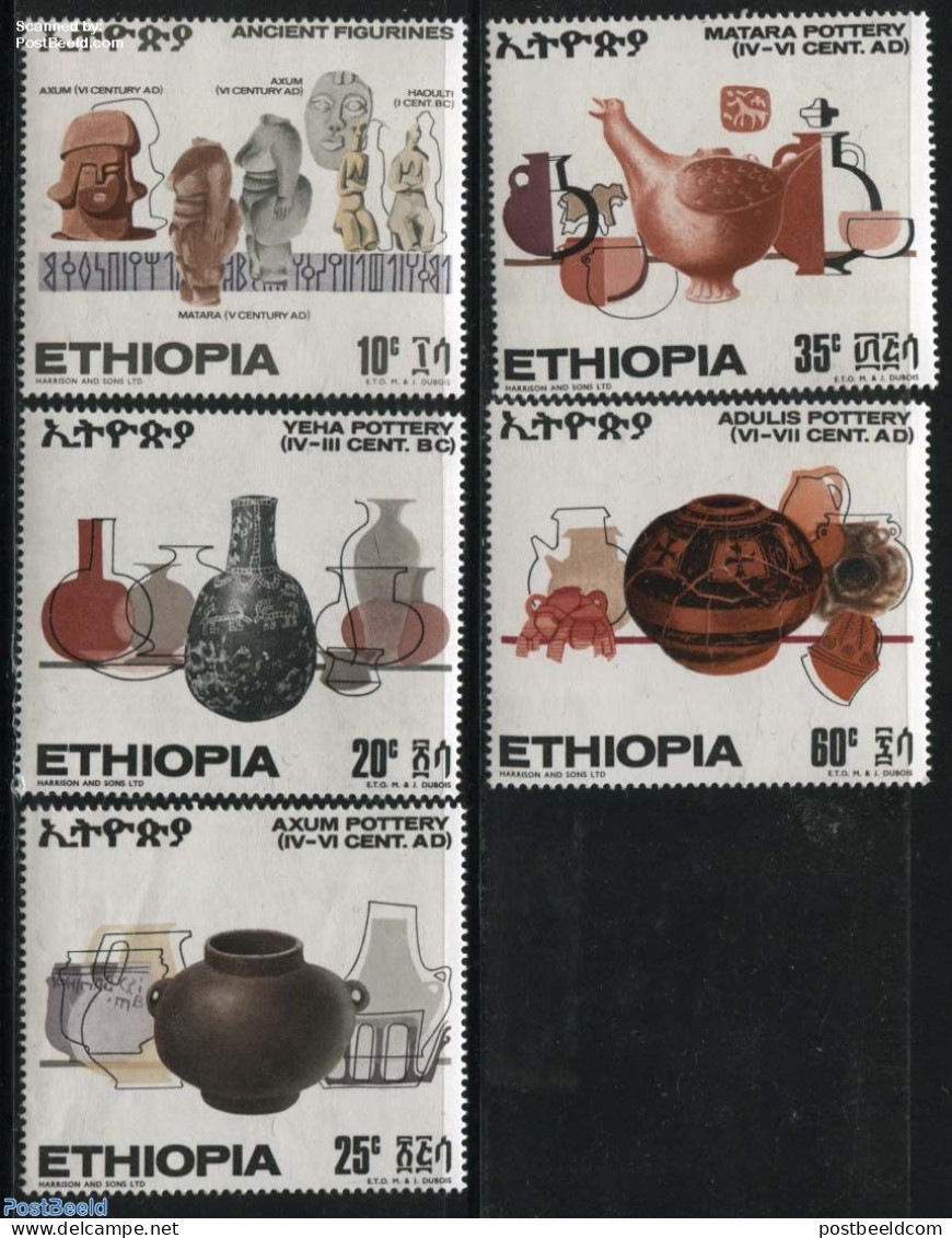 Ethiopia 1970 Antique Pottery 5v, Mint NH, History - Archaeology - Art - Ceramics - Archéologie