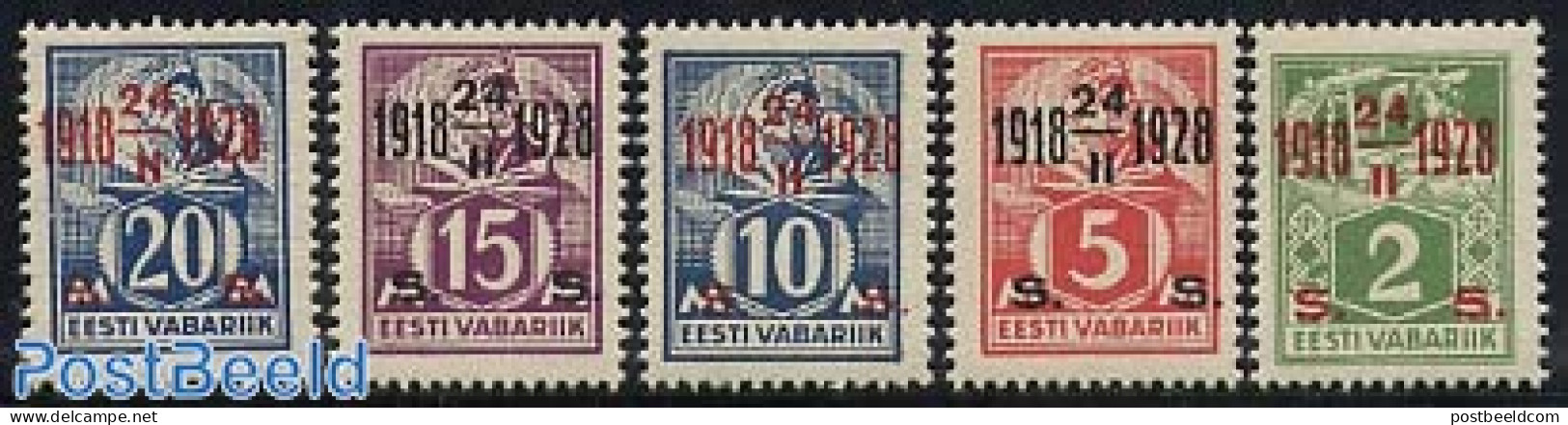 Estonia 1928 Definitives, Overprinted 5v, Mint NH - Estonia
