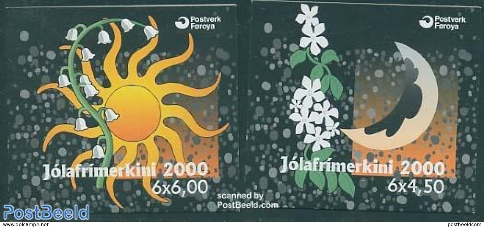 Faroe Islands 2000 Christmas 2 Booklets, Mint NH, Religion - Christmas - Stamp Booklets - Noël
