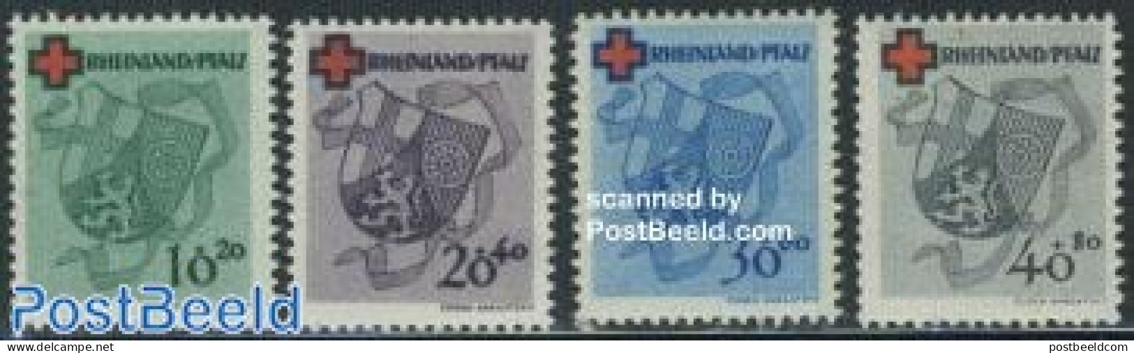 Germany, French Zone 1949 Rheinland-Pfalz, Red Cross 4v, Mint NH, Health - Red Cross - Rode Kruis
