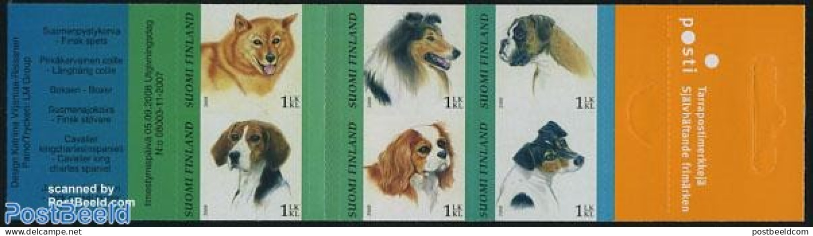 Finland 2008 Dogs 6v S-a In Booklet, Mint NH, Nature - Dogs - Stamp Booklets - Ongebruikt