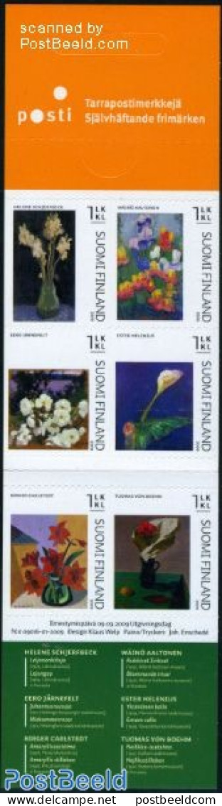 Finland 2009 Flower Paintings 6v In Booklet S-a, Mint NH, Nature - Flowers & Plants - Stamp Booklets - Art - Modern Ar.. - Ongebruikt
