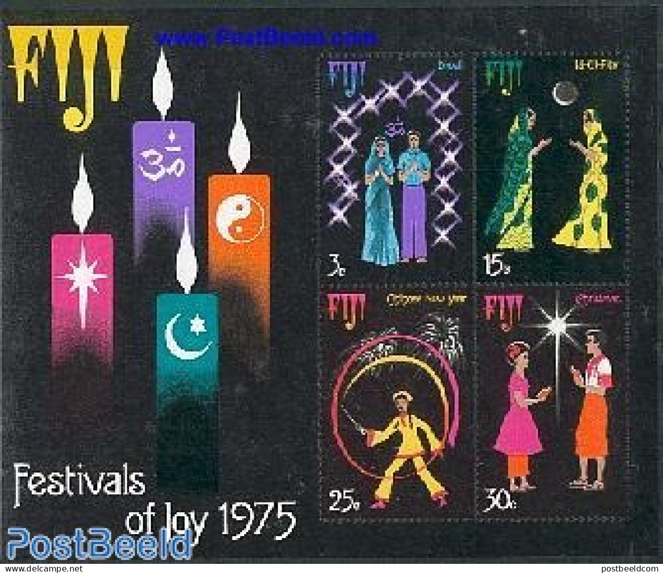 Fiji 1975 Religious Festivals S/s, Mint NH, Religion - Various - Christmas - Religion - New Year - Weihnachten