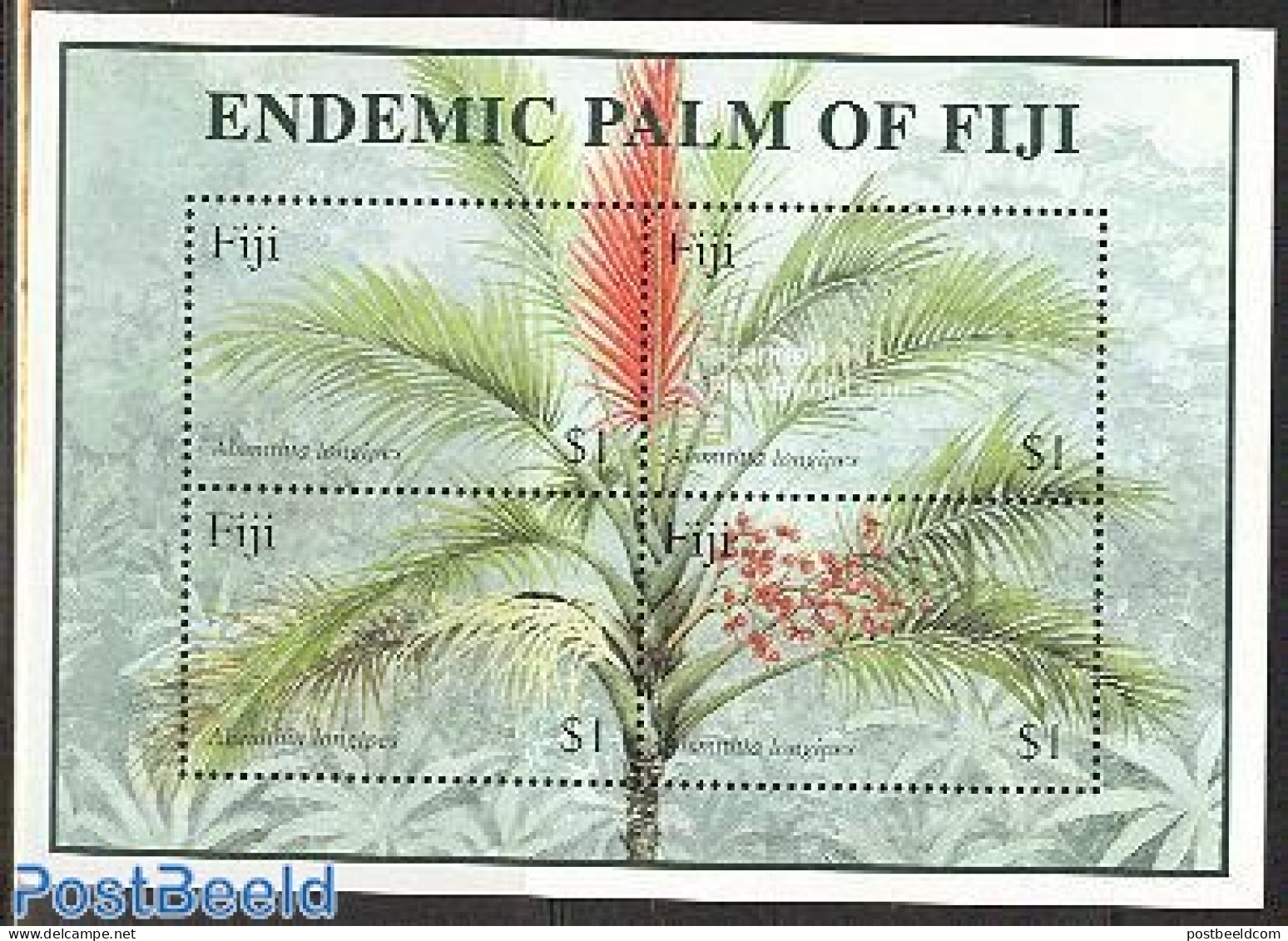 Fiji 2000 Palm Tree S/s, Mint NH, Nature - Trees & Forests - Rotary, Club Leones