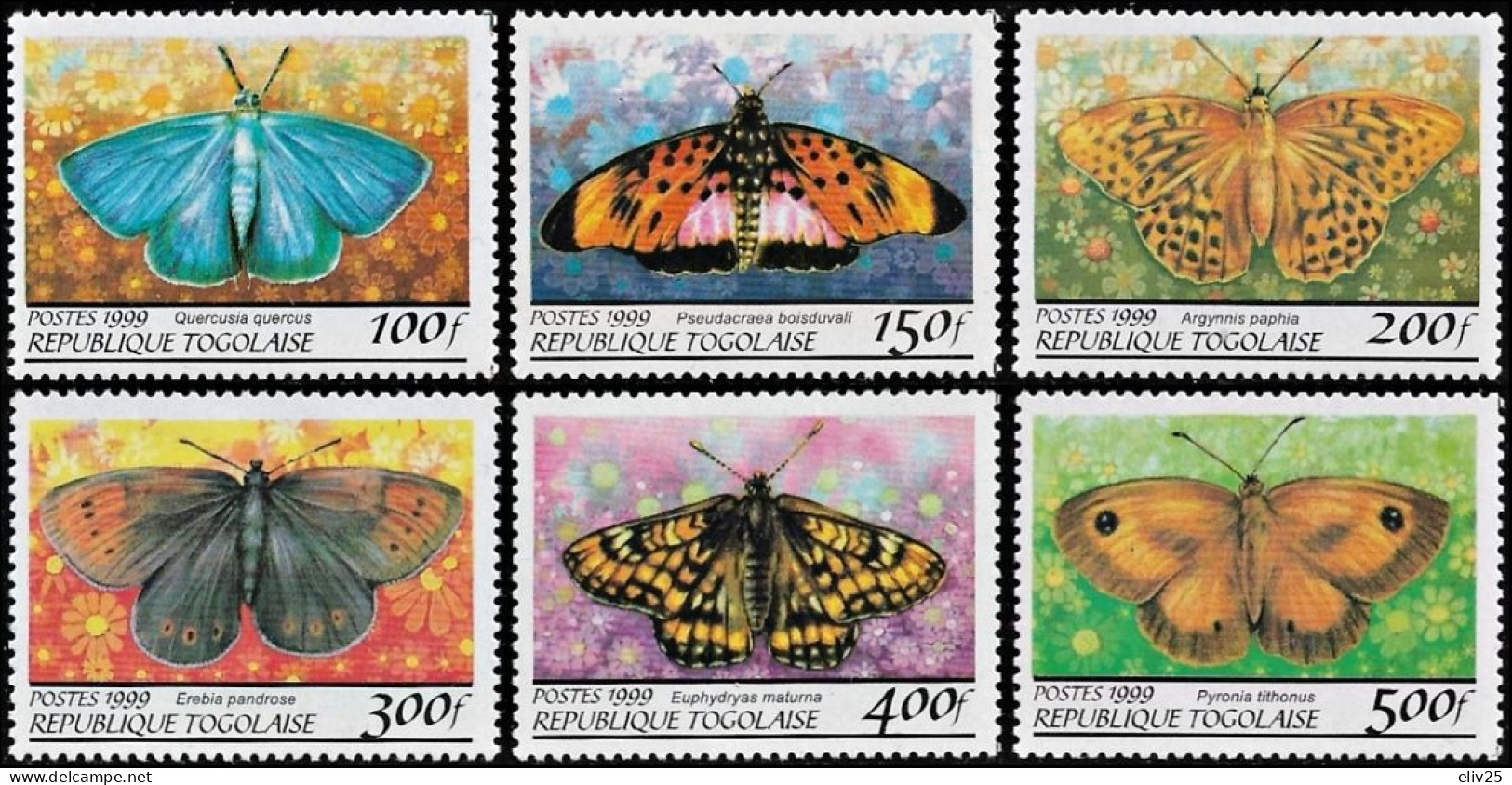 Togo 1999, Insects Butterflies From All Over The World - 6 V. MNH - Papillons