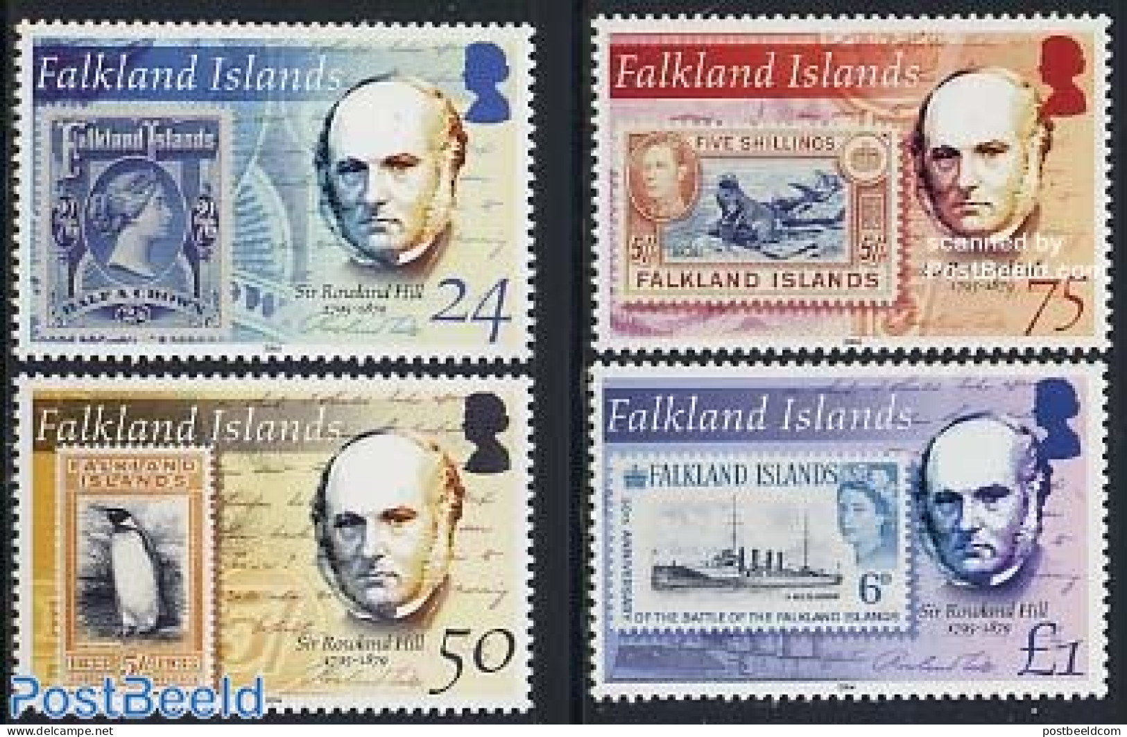 Falkland Islands 2004 Sir Rowland Hill 4v, Mint NH, Nature - Transport - Penguins - Sea Mammals - Sir Rowland Hill - S.. - Rowland Hill