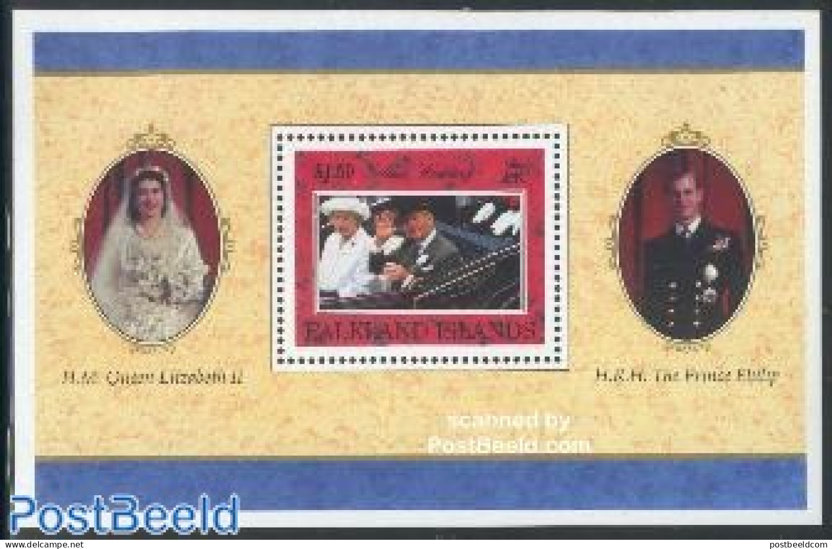Falkland Islands 1997 Golden Wedding S/s, Mint NH, History - Kings & Queens (Royalty) - Familias Reales