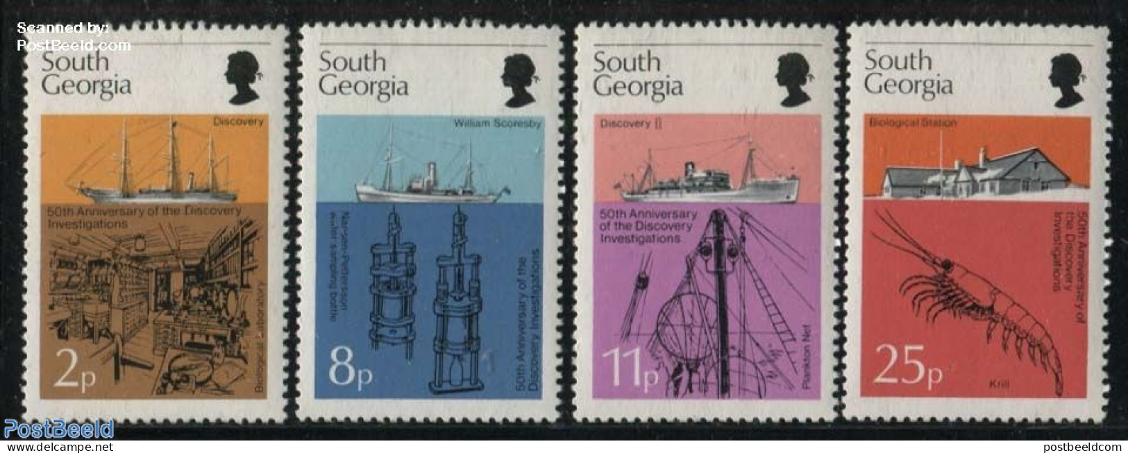 South Georgia / Falklands Dep. 1976 Discovery 4v, Mint NH, Nature - Transport - Shells & Crustaceans - Ships And Boats.. - Meereswelt