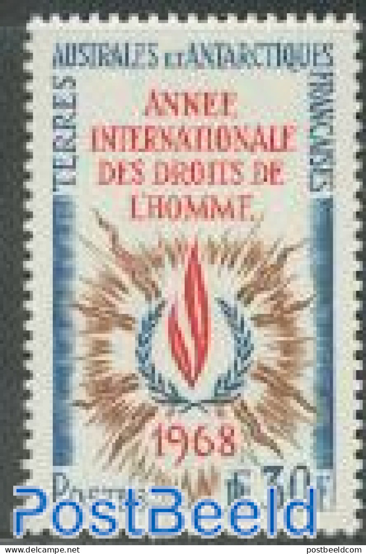 French Antarctic Territory 1968 Human Rights 1v, Mint NH, History - Human Rights - United Nations - Ungebraucht