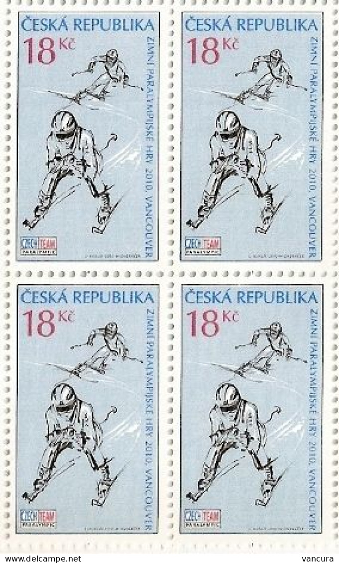 ** 622 Czech Republic  Vancouver Winter Paralympic Games 2010 - Block Of Four Skiing - Unused Stamps