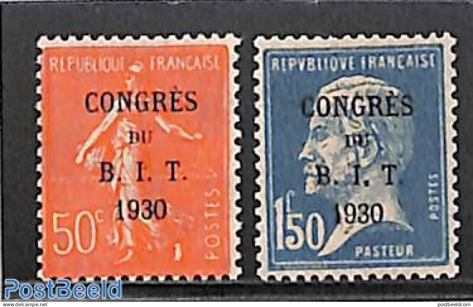 France 1930 B.I.T. Congress Overprints 2v, Unused (hinged) - Unused Stamps