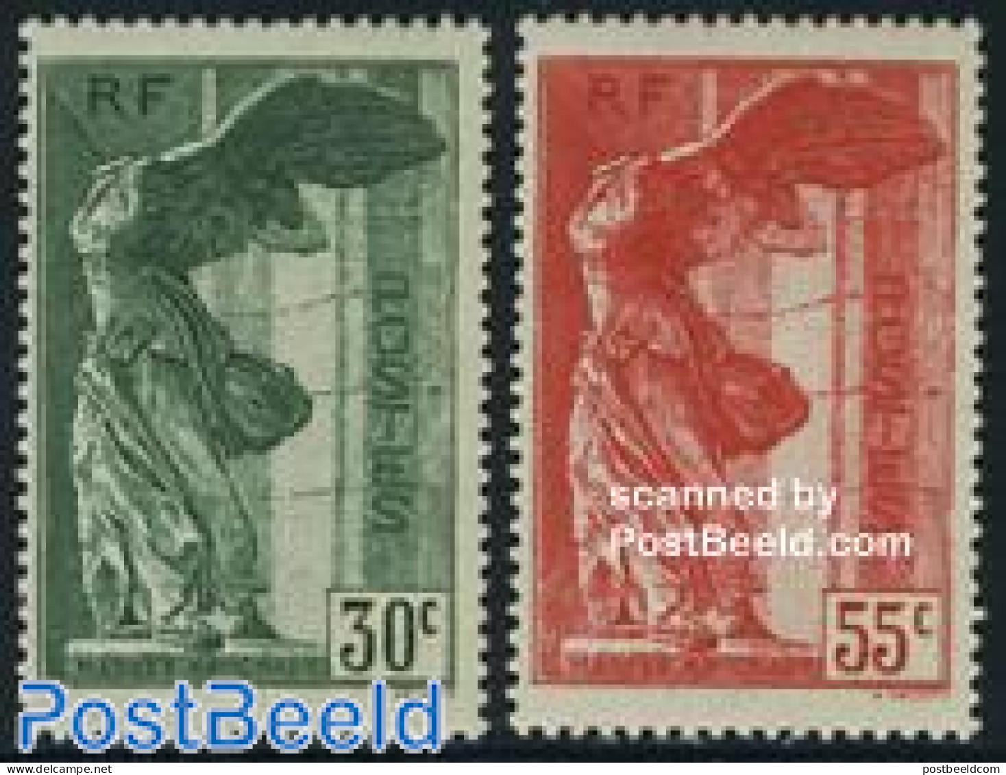 France 1937 National Musea 2v, Unused (hinged), Art - Museums - Sculpture - Unused Stamps