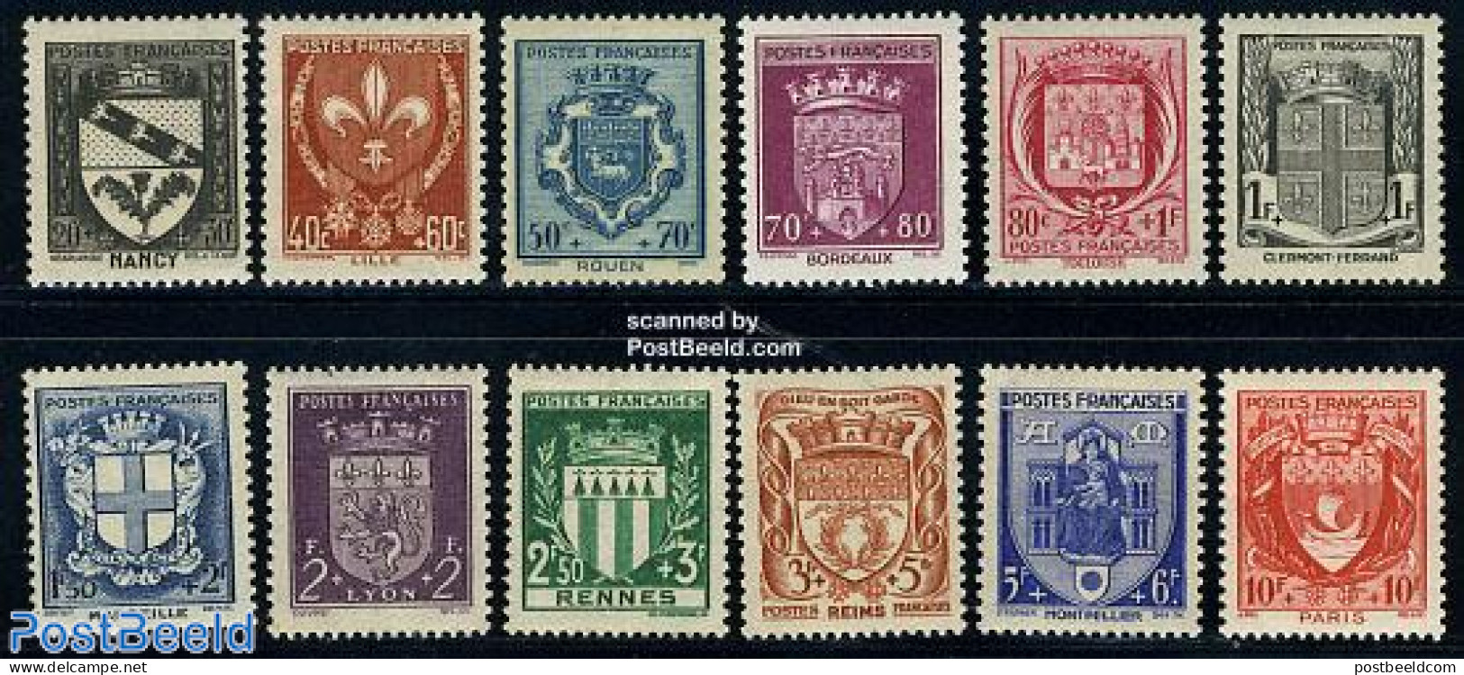 France 1941 City Coat Of Arms 12v, Mint NH, History - Coat Of Arms - Unused Stamps