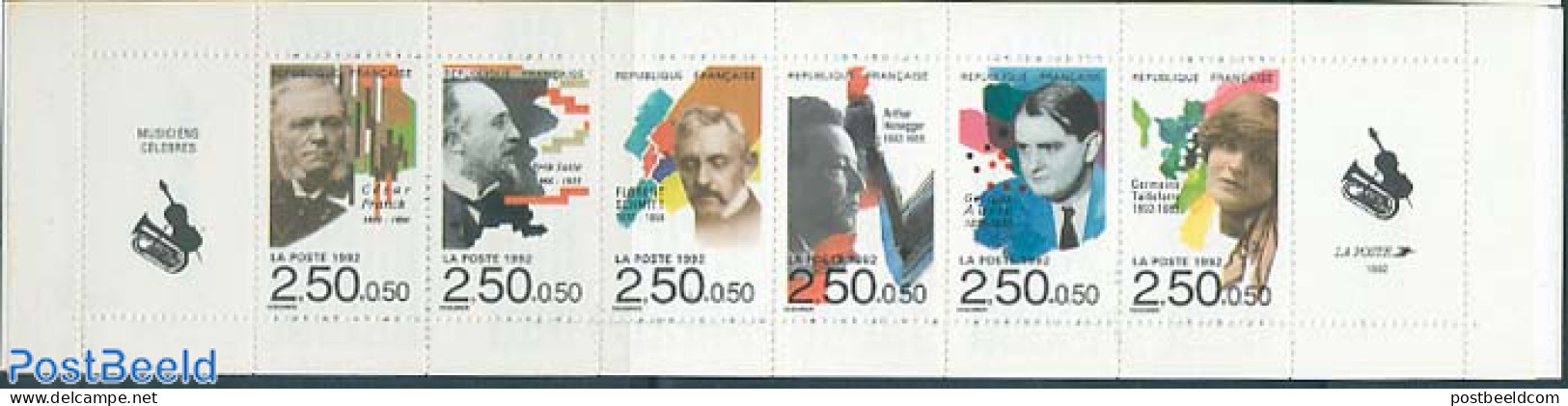 France 1992 Musicians 6v In Booklet, Mint NH, Performance Art - Music - Stamp Booklets - Neufs