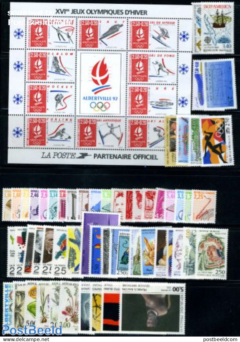 France 1992 Year Set 1992 (57v+1s/s), Mint NH - Neufs