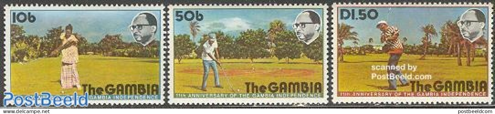 Gambia 1976 Independence, Golf 3v, Mint NH, History - Sport - Politicians - Golf - Sport (other And Mixed) - Golf
