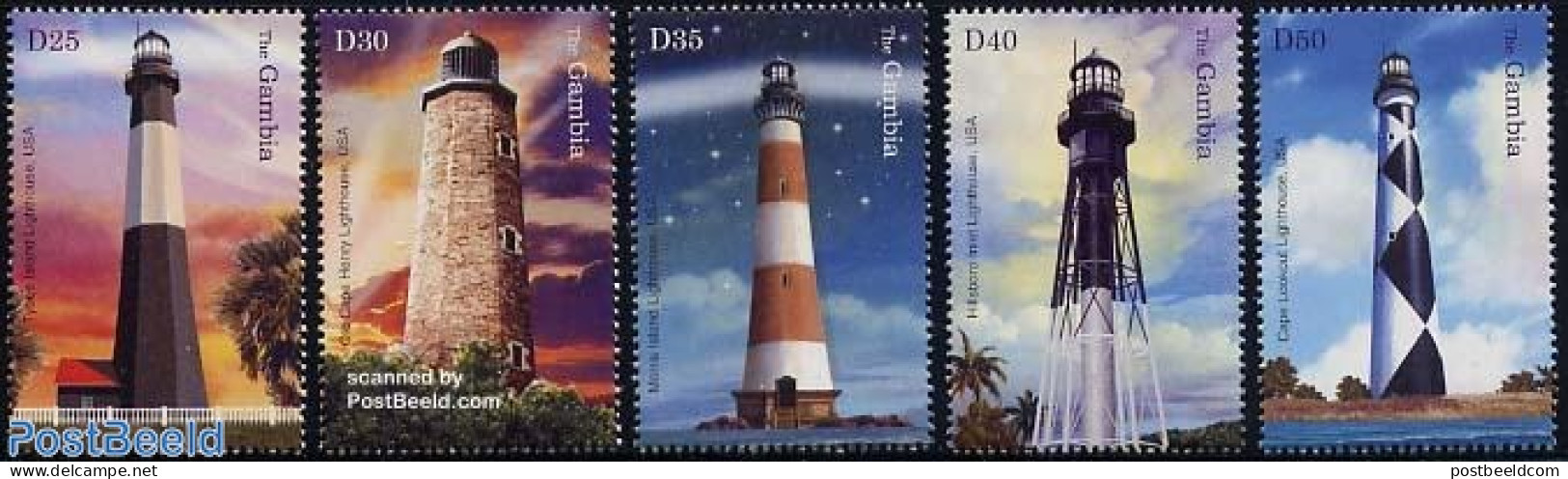 Gambia 2004 Lighthouses 5v, Mint NH, Various - Lighthouses & Safety At Sea - Vuurtorens
