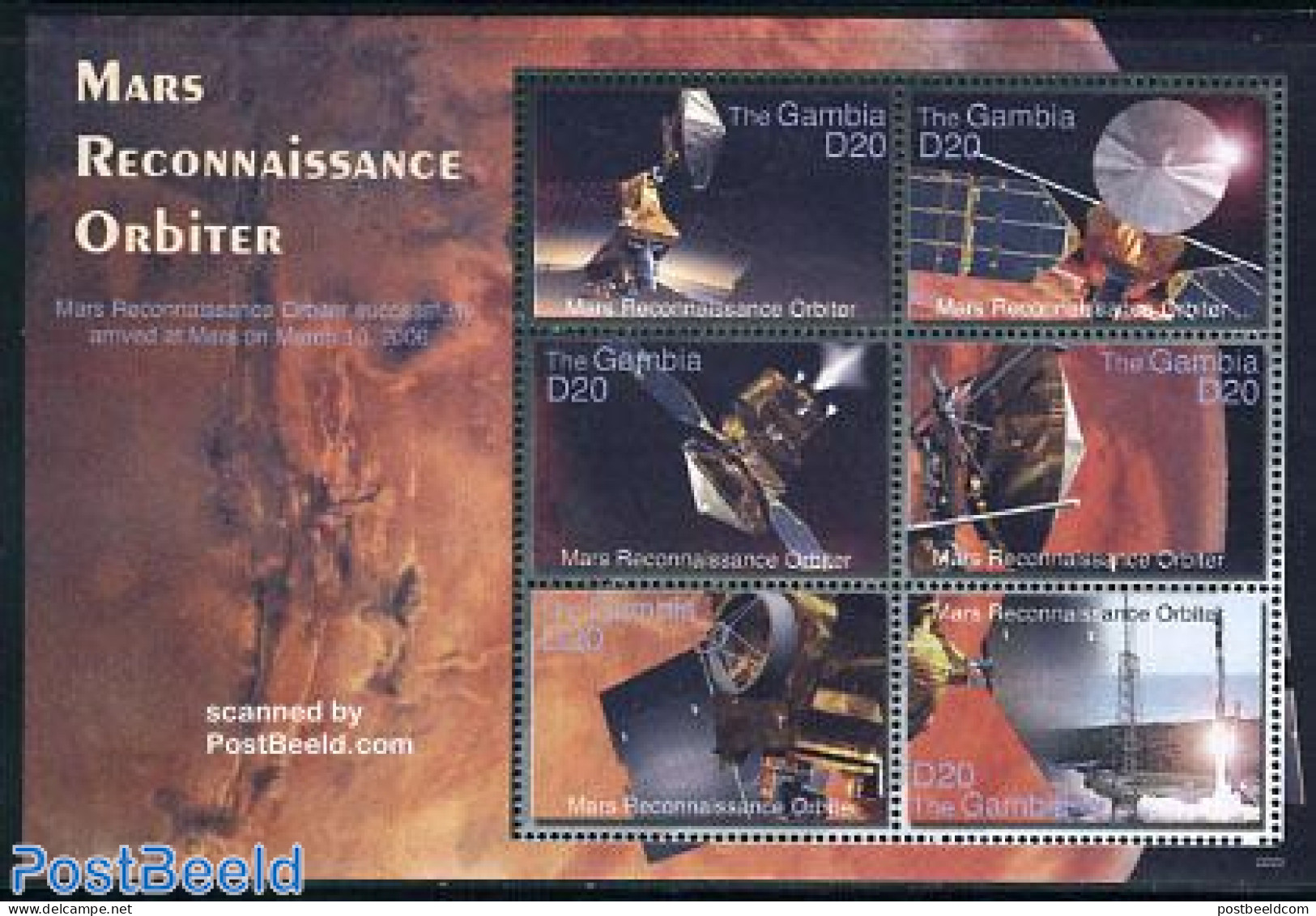 Gambia 2006 Mars Reconnaissance Orbiter 6v M/s, Mint NH, Transport - Space Exploration - Gambie (...-1964)