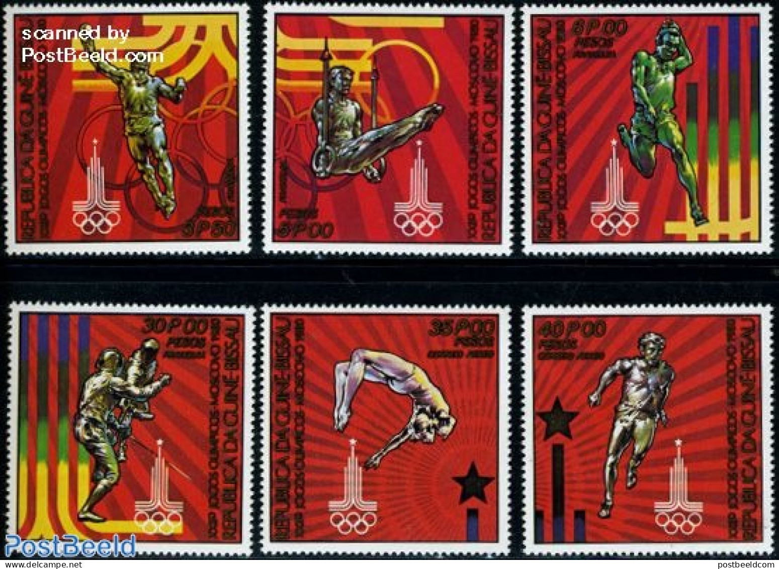 Guinea Bissau 1980 Olympic Games Moscow 6v, Mint NH, Sport - Athletics - Fencing - Gymnastics - Olympic Games - Leichtathletik