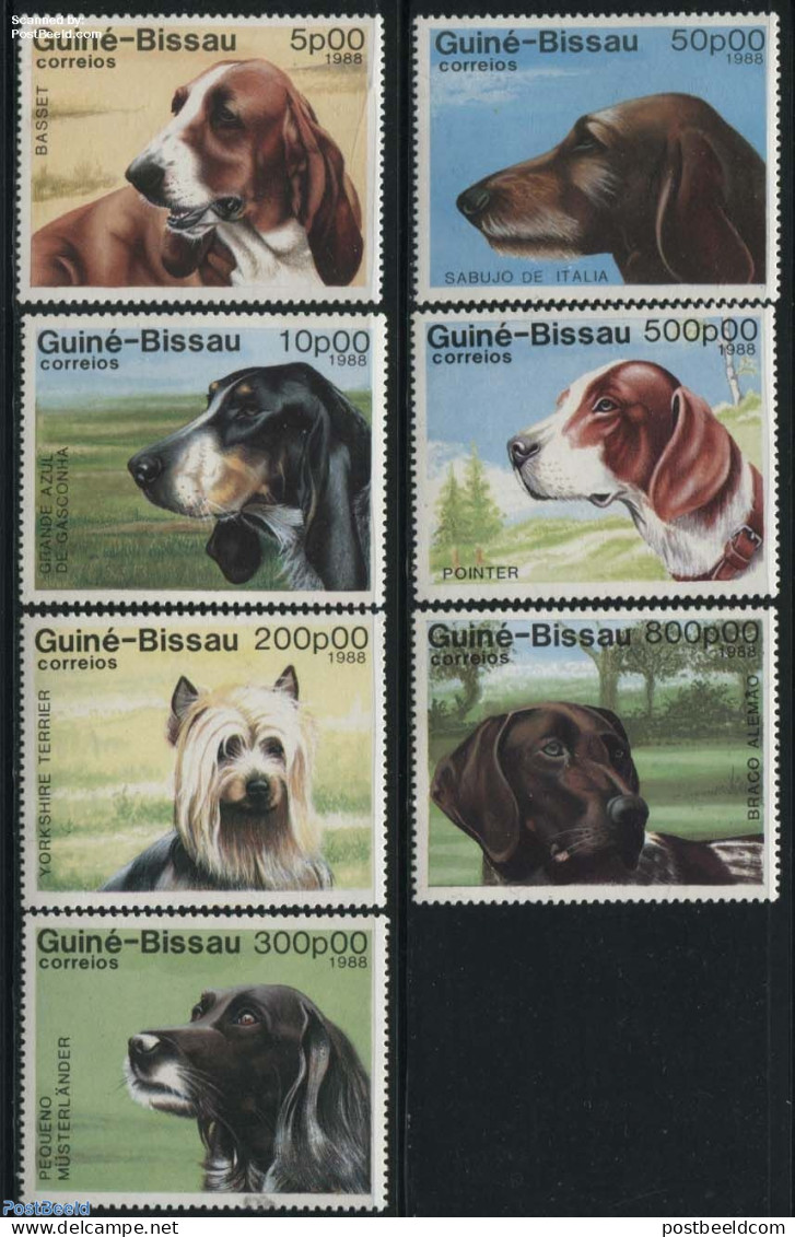 Guinea Bissau 1988 Dogs 7v, Mint NH, Nature - Dogs - Guinea-Bissau