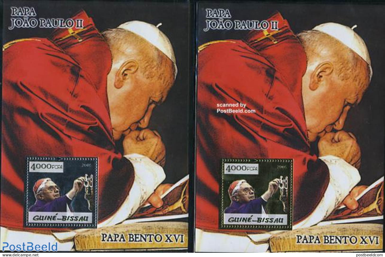 Guinea Bissau 2005 Pope Benedict XVI 2 S/s, Silver, Gold, Mint NH, Religion - Pope - Religion - Pausen