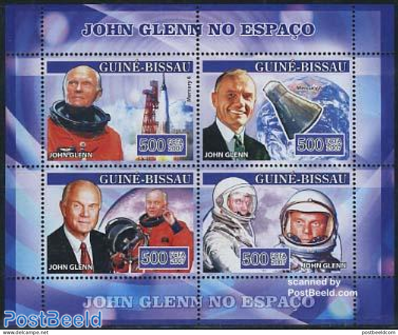 Guinea Bissau 2007 John Glenn 4v M/s, Mint NH, Transport - Space Exploration - Guinea-Bissau