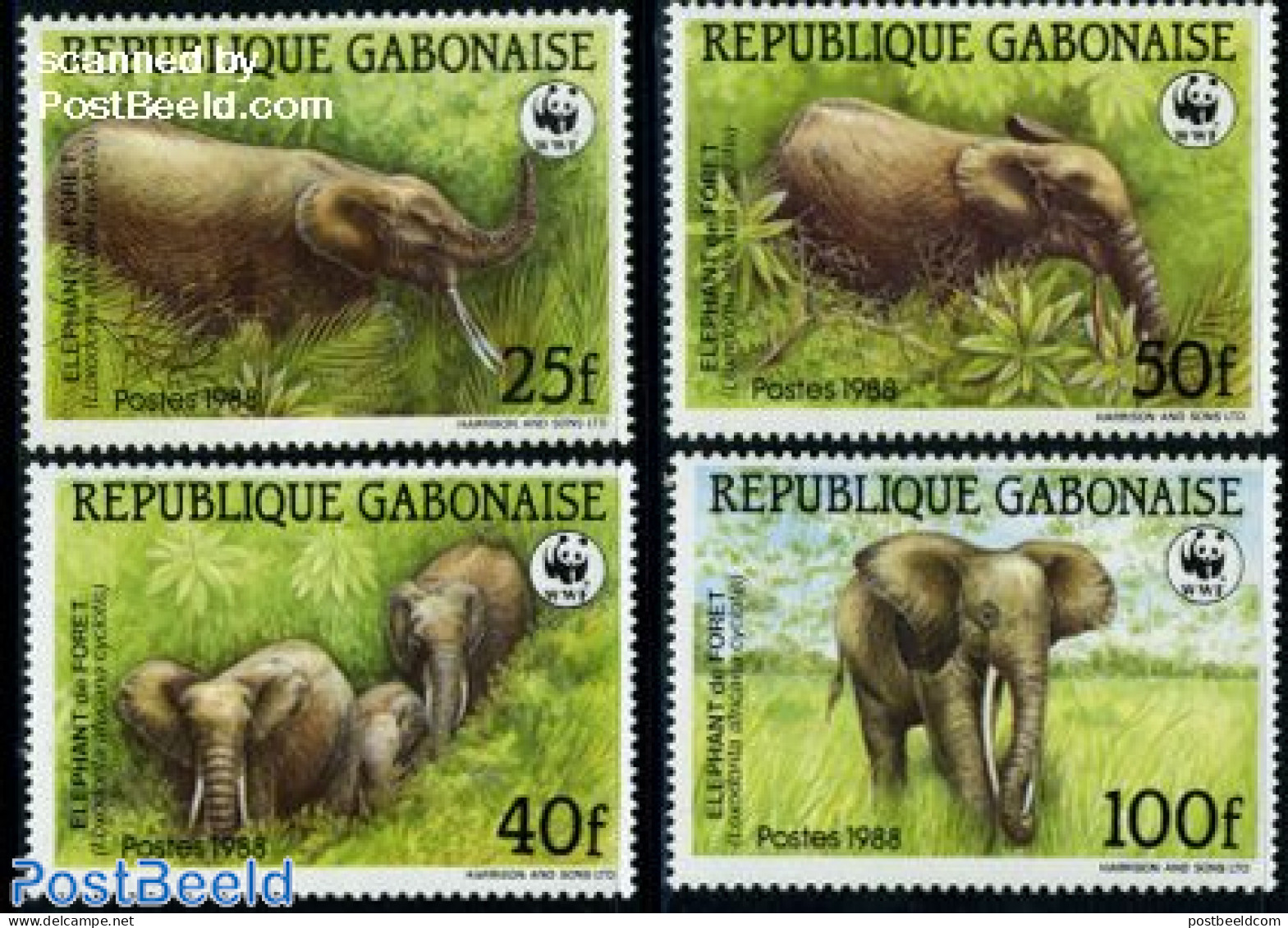Gabon 1988 WWF/Elephants 4v, Mint NH, Nature - Elephants - World Wildlife Fund (WWF) - Neufs