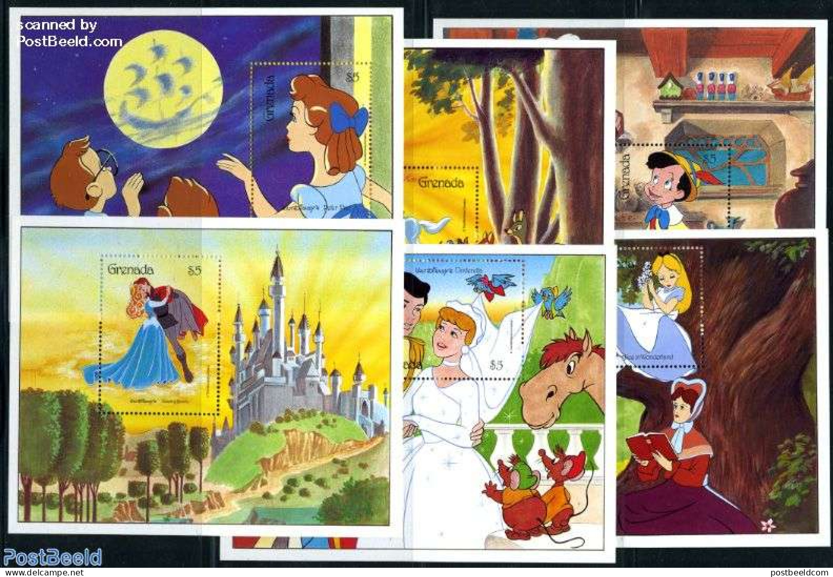 Grenada 1987 Disney, Fairy Tales 6 S/s, Mint NH, Art - Disney - Fairytales - Disney