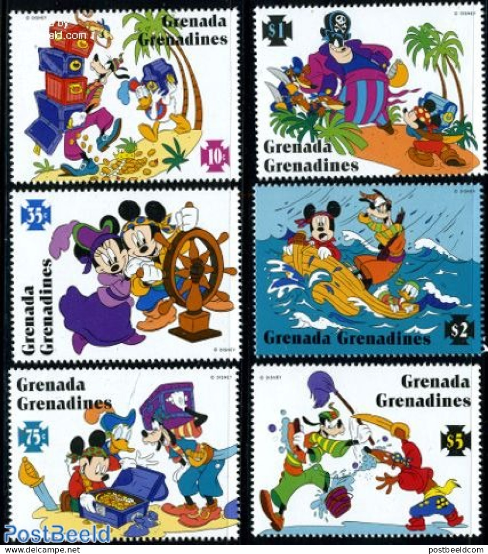 Grenada Grenadines 1995 Pirate Treasure, Disney 6v, Mint NH, Art - Disney - Disney