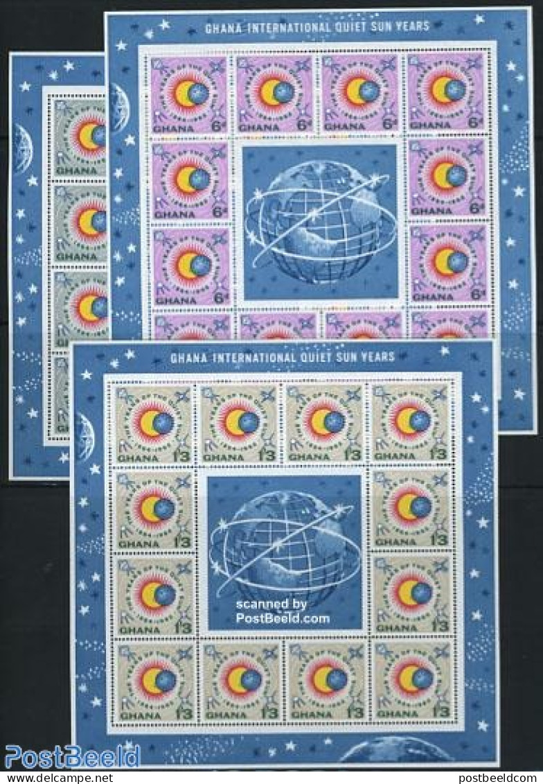 Ghana 1965 Quiet Sun Year 3 S/s, Mint NH, Science - Transport - Astronomy - Space Exploration - Astrology
