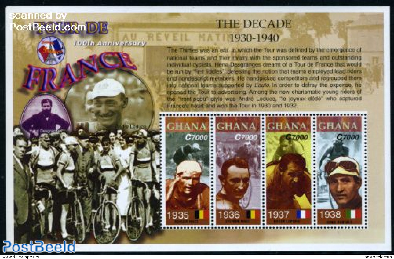 Ghana 2003 Tour De France 4v M/s, Mint NH, Sport - Transport - Cycling - Motorcycles - Wielrennen