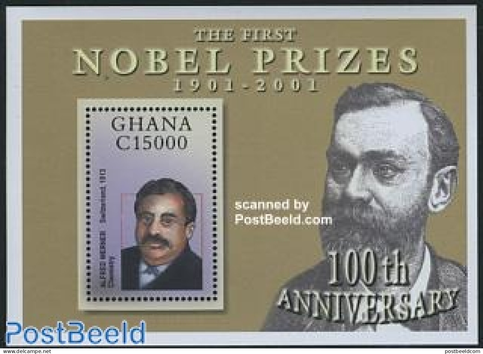 Ghana 2001 Nobel Prize S/s, Alfred Werner S/s, Mint NH, History - Science - Nobel Prize Winners - Chemistry & Chemists - Nobel Prize Laureates