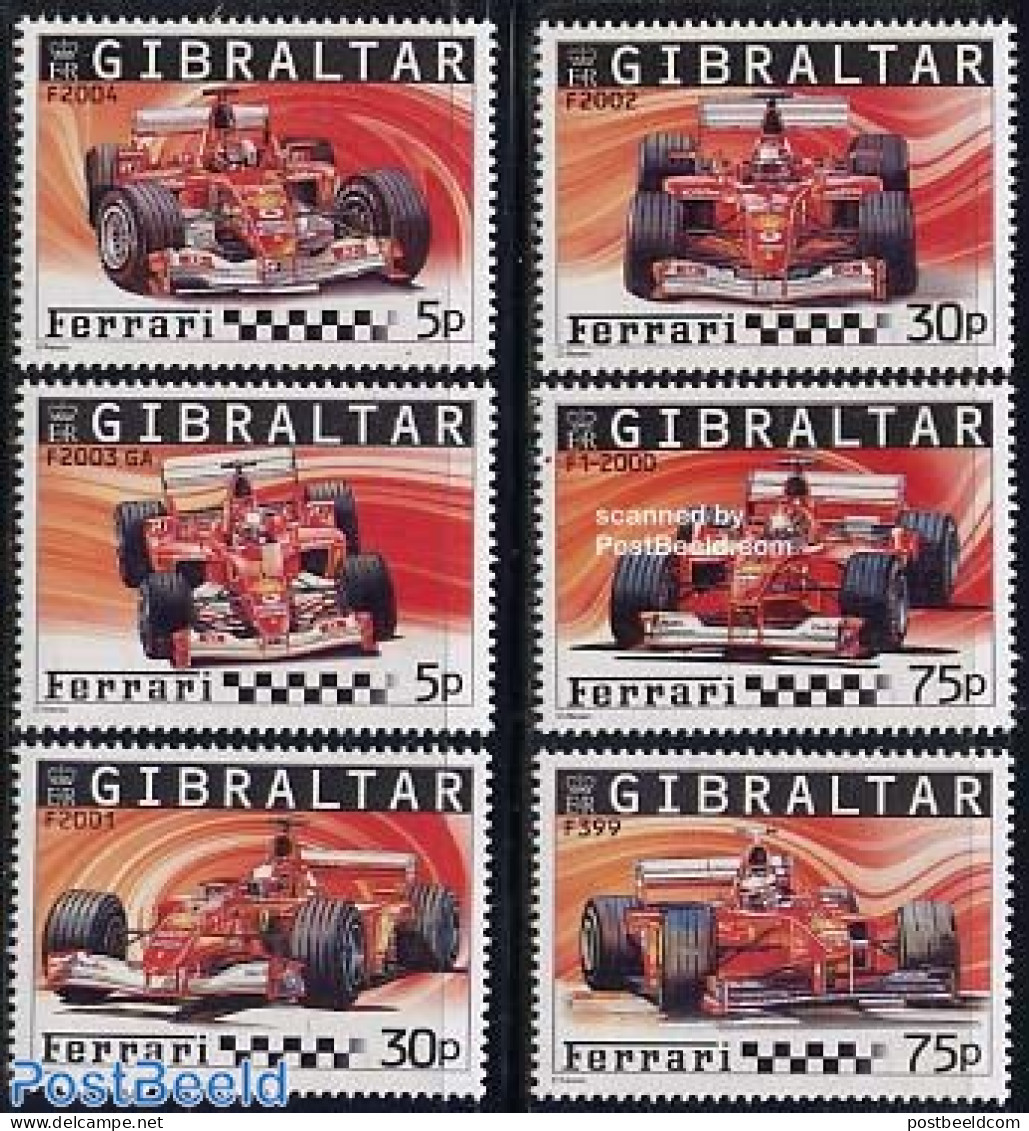 Gibraltar 2004 Ferrari 6v, Mint NH, Sport - Transport - Autosports - Sport (other And Mixed) - Automobiles - Ferrari - Automobili
